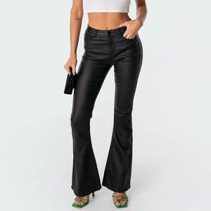 Faux leather flare pants